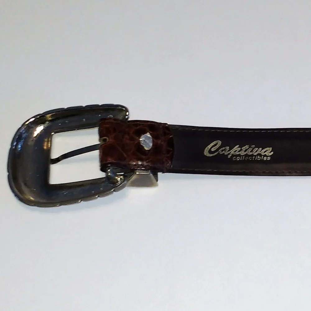 Captiva brown leather silver buckle belt